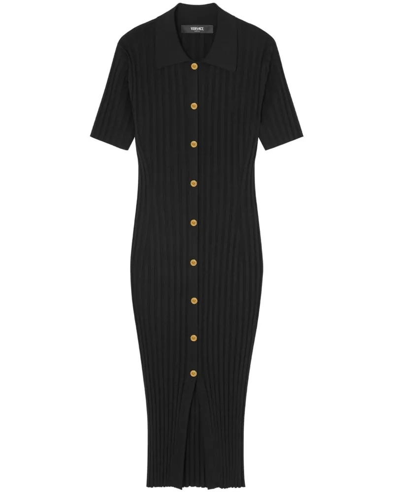 Versace Gestricktes Midi-Hemdkleid - Schwarz Schwarz