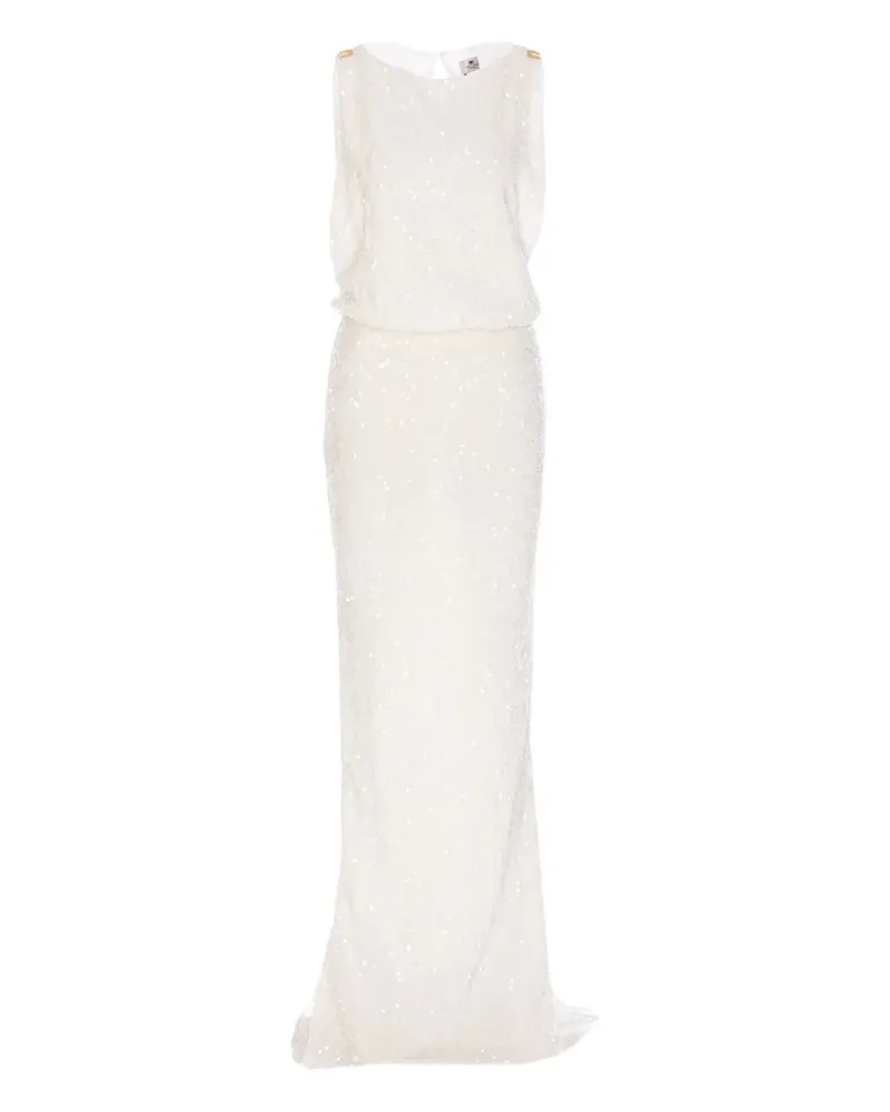 Elisabetta Franchi Kleid mit Pailletten - Weiß Weiß