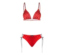 Red Snake Bikini mit Schnürung - Rot