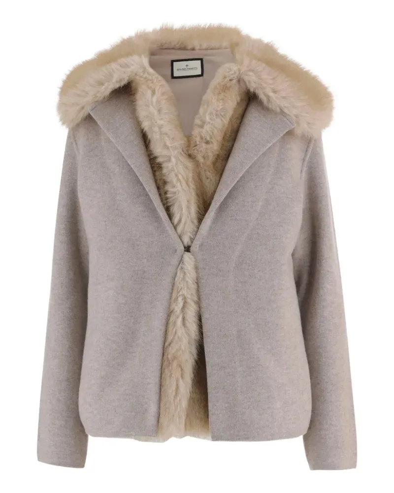 Bruno Manetti fur-trim long-sleeve jacket - Grau Grau
