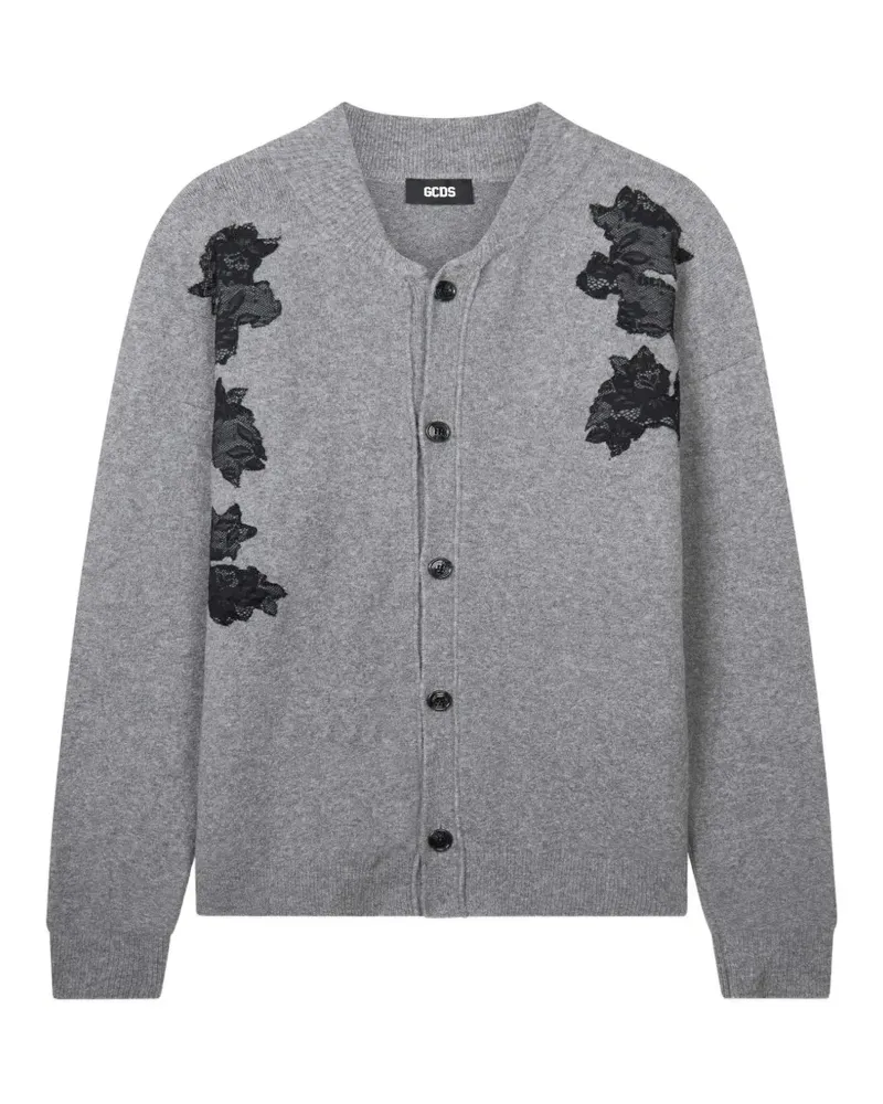 GCDS floral-embroidered cardigan - Grau Grau