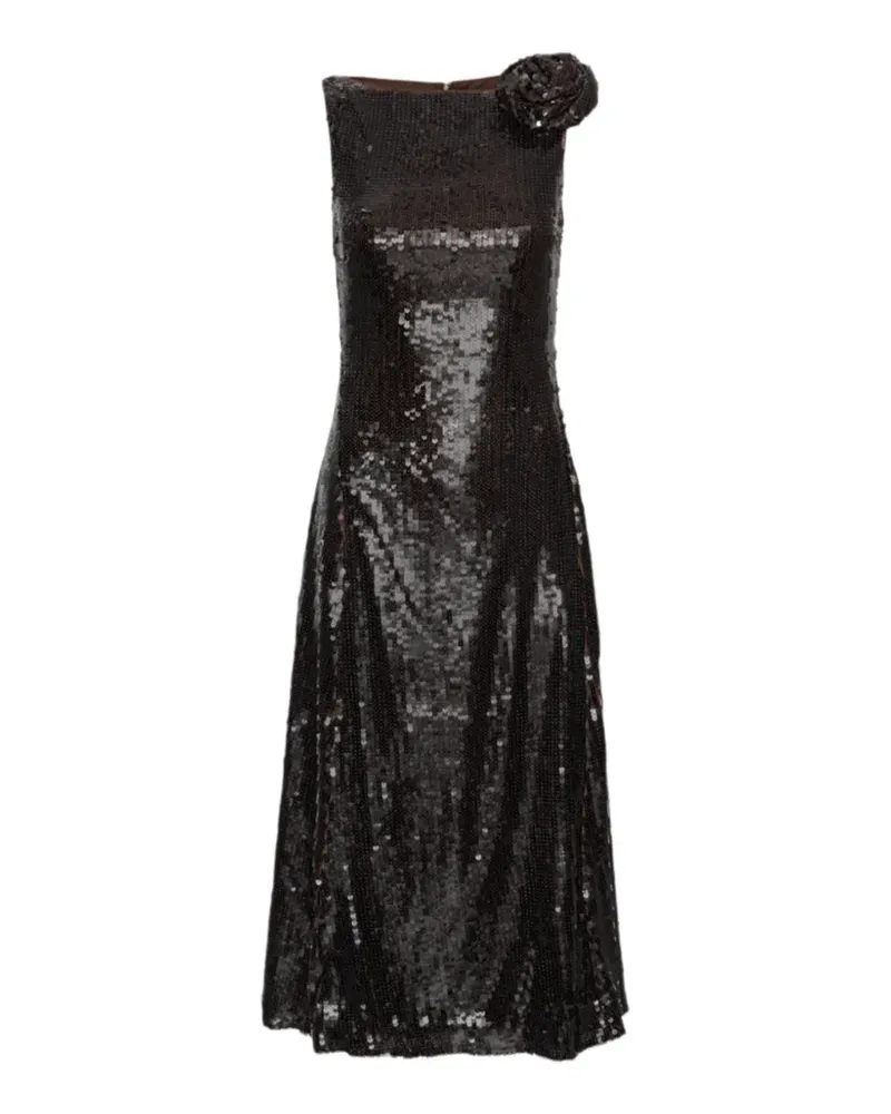 ROTATE Birger Christensen Ausgestelltes Midikleid mit Pailletten - Braun Braun