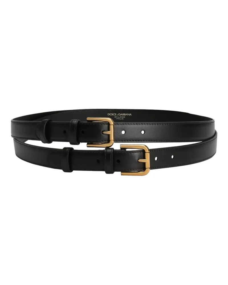 Dolce & Gabbana Doppelter Gürtel - Schwarz Schwarz