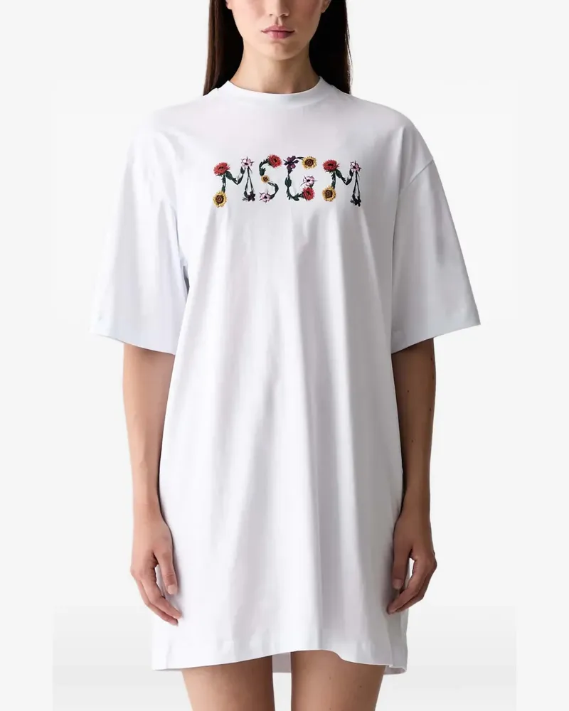 MSGM Minikleid mit Blumenstickerei - Weiß Weiß