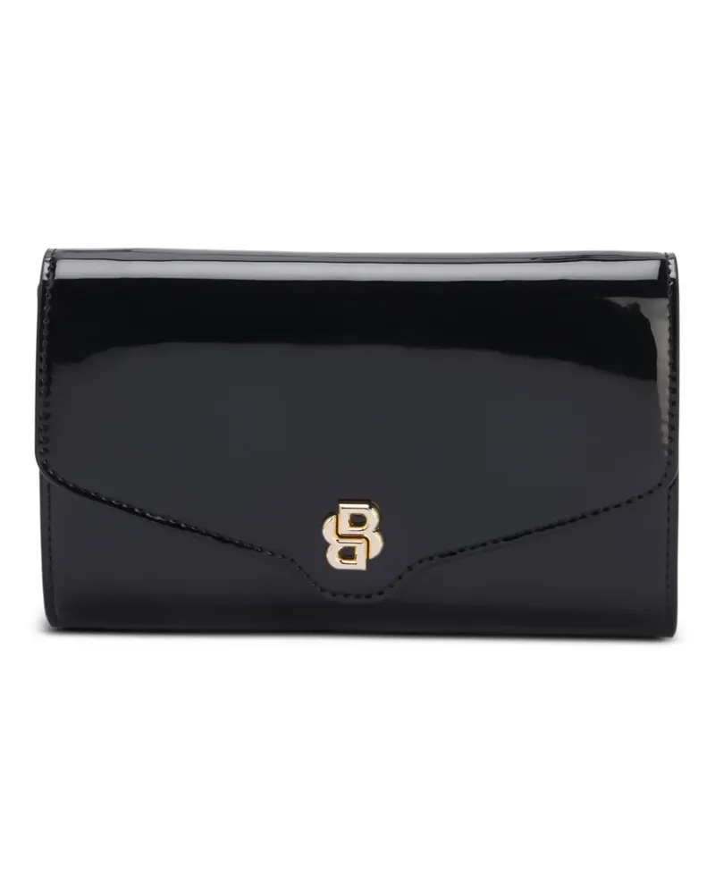 HUGO BOSS Schultertasche aus Lackleder mit Kettenriemen - Schwarz Schwarz