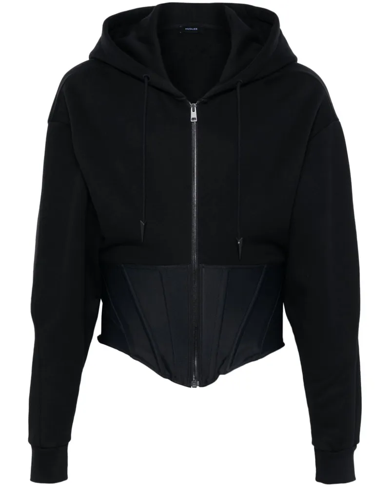 Thierry Mugler Hoodie mit Corsage Schwarz