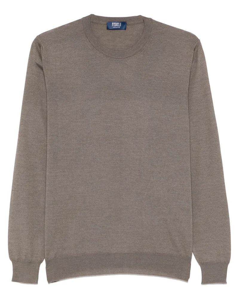 Fedeli Fein gestrickter Pullover - Braun Braun
