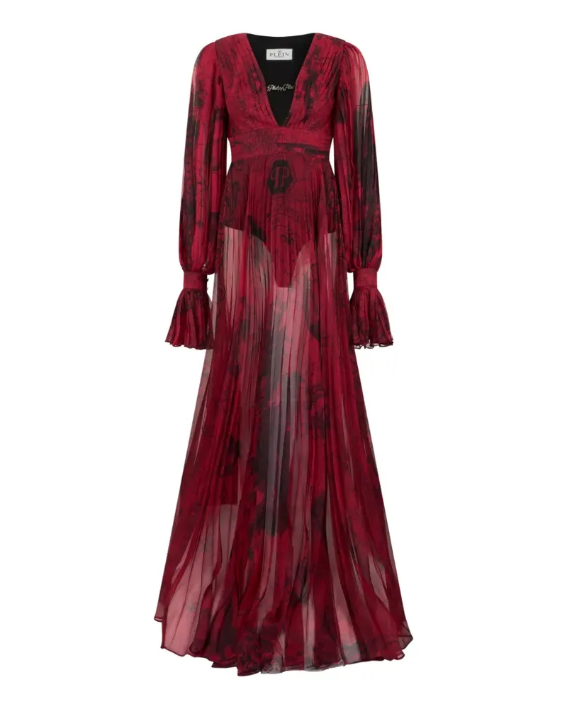 Philipp Plein Falten-Maxikleid mit Zodiac-Print - Rot Rot