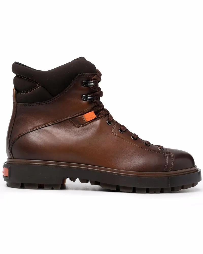 Santoni Hiking-Boots im Used-Look - Braun Braun