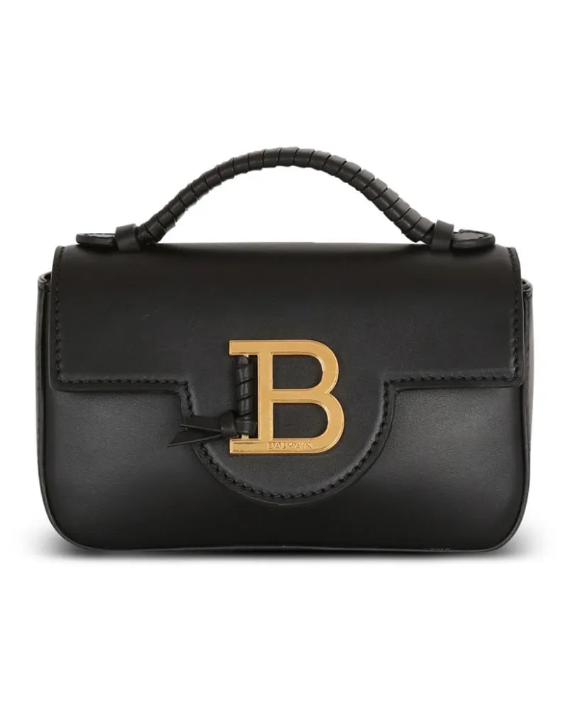Balmain Mini Schultertasche mit Logo-Schild - Schwarz Schwarz