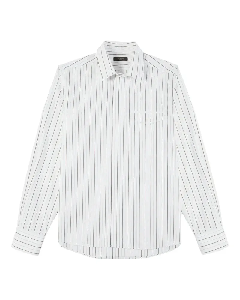 Glanshirt Hemd mit gestreifter Tasche - Weiß Weiß