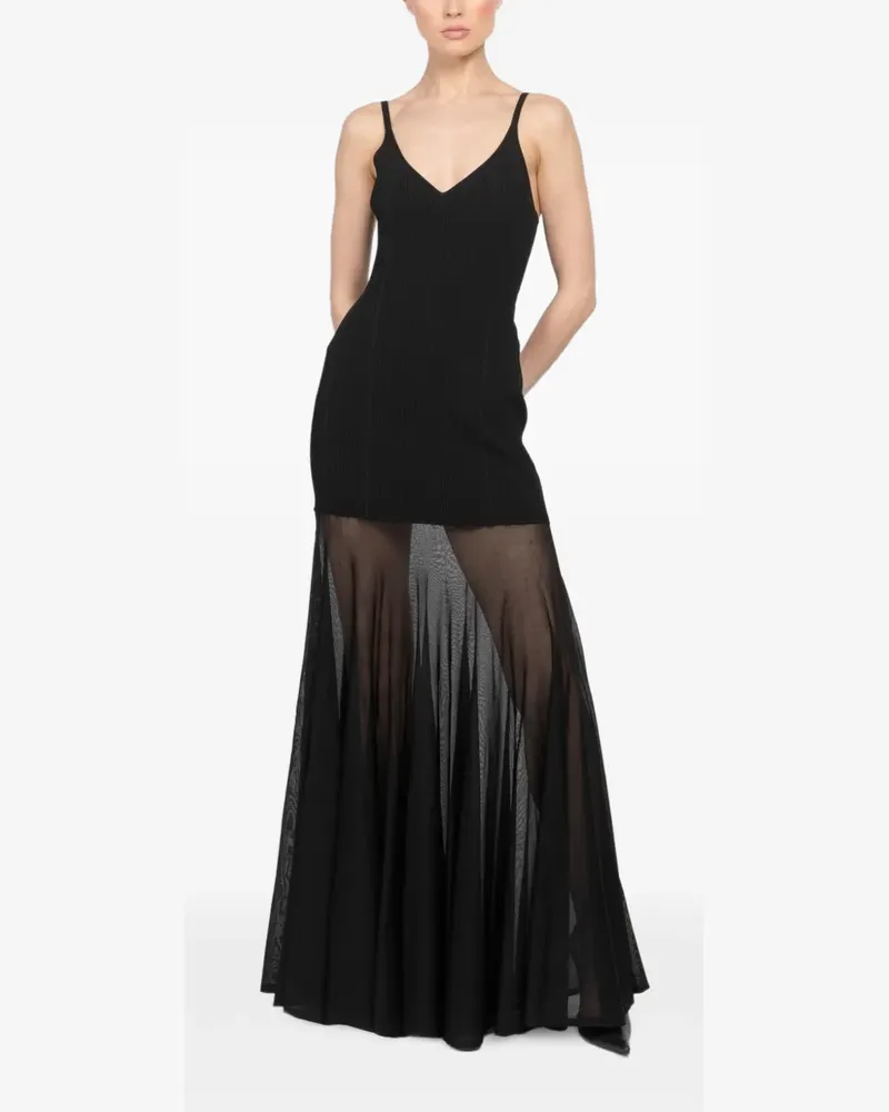 Brandon Maxwell V-neck sheer dress - Schwarz Schwarz