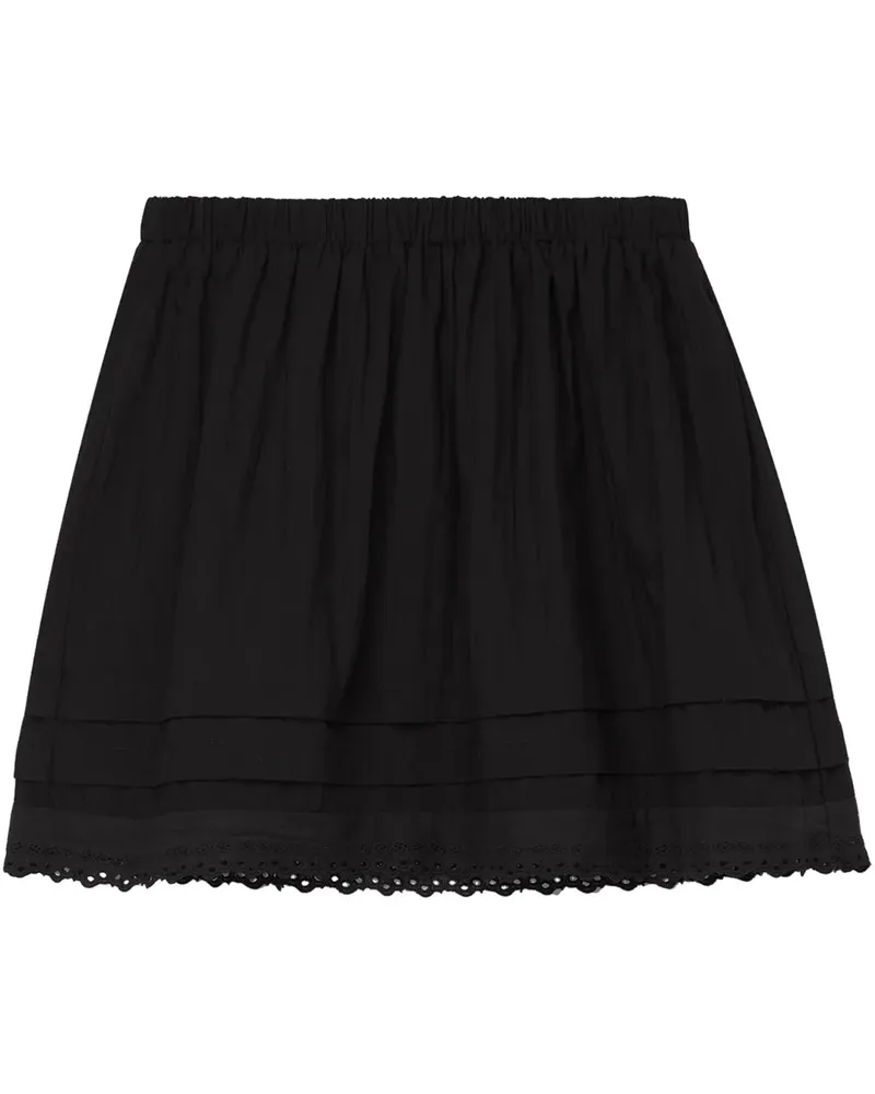 b+ab Rock mit besticktem Saum - Schwarz Schwarz
