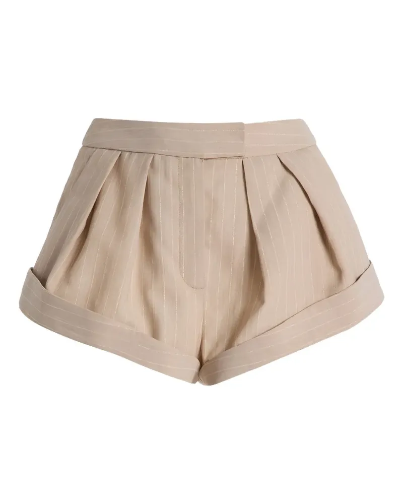 LaQuan Smith pinstripe-pattern pleated shorts - Nude Nude