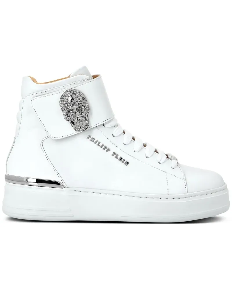 Philipp Plein High-Top-Sneakers mit Totenkopf - Weiß Weiß