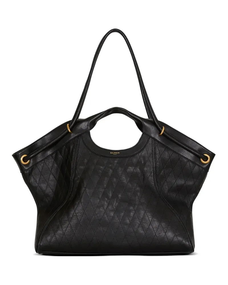 Balmain Große Tote Bag aus hochgenähtem Leder - Schwarz Schwarz