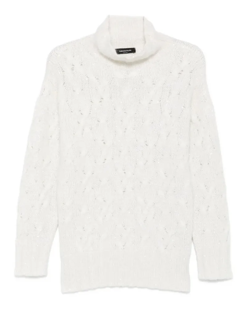 Fabiana Filippi cable-knit sequin-embellished sweater - Nude Nude