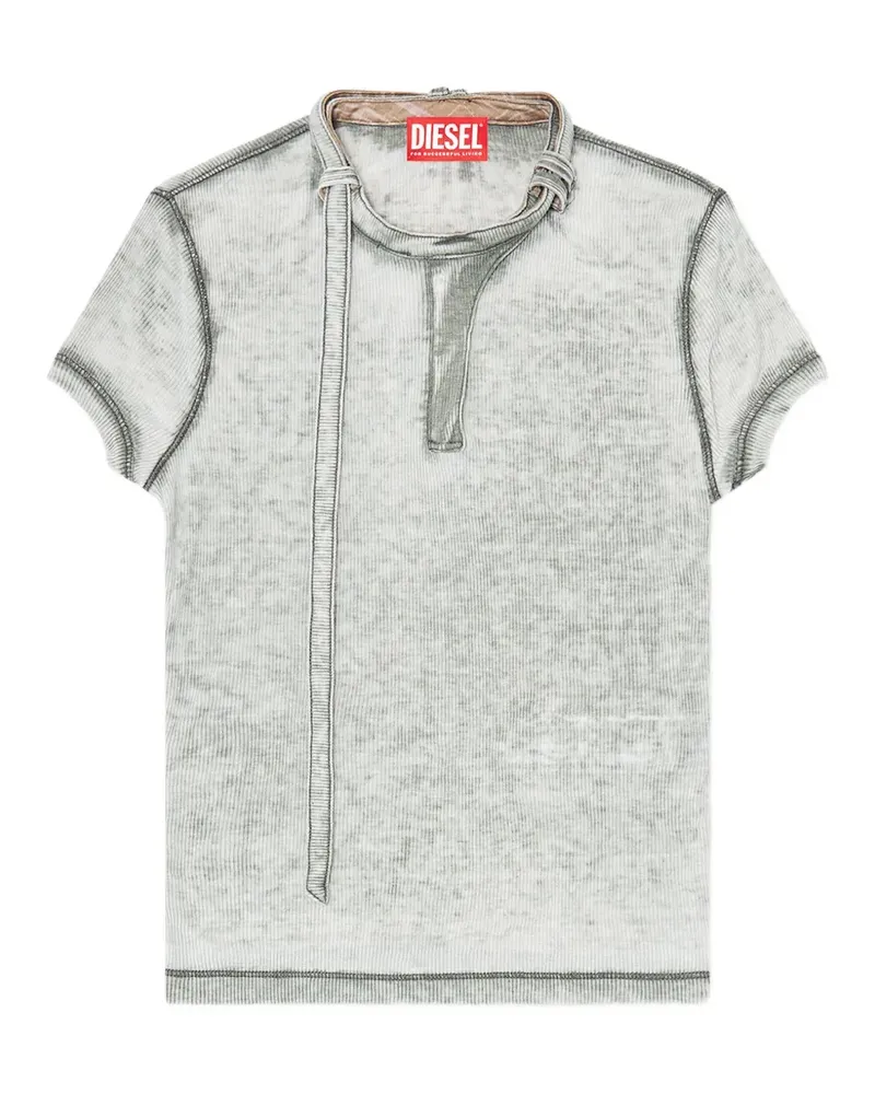 Diesel Geripptes T-Gary T-Shirt - Grau Grau
