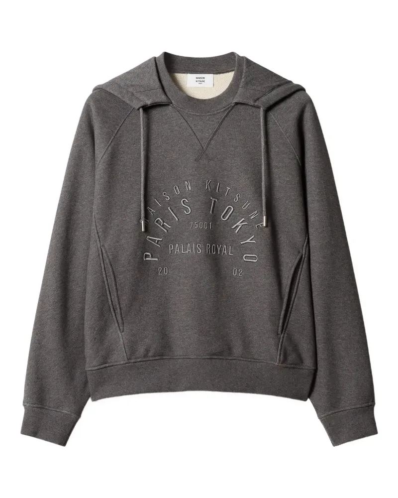 Kitsuné College logo-embroidered drawstring hoodie - Grau Grau