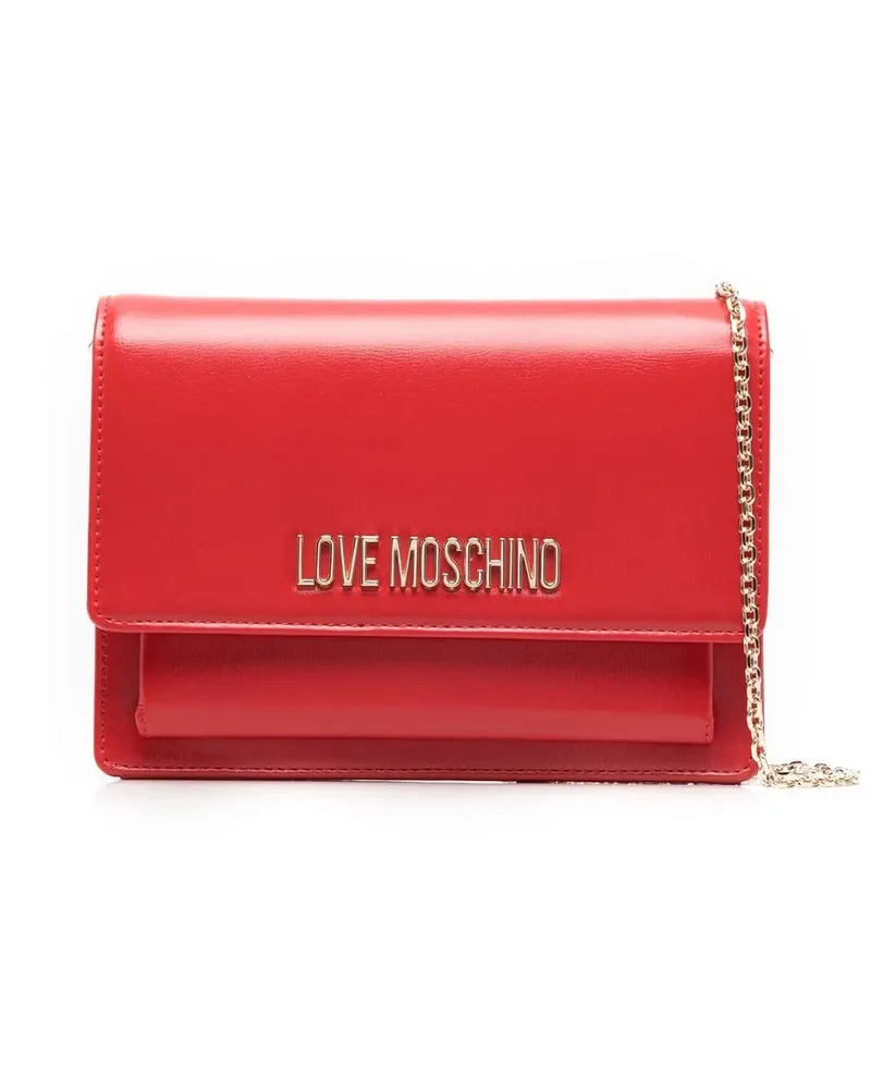 Moschino Satchel-Tasche mit Logo-Schild - Rot Rot