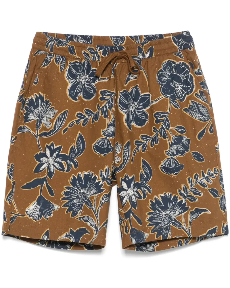 Universal Works Shorts mit Blumen-Print - Braun Braun