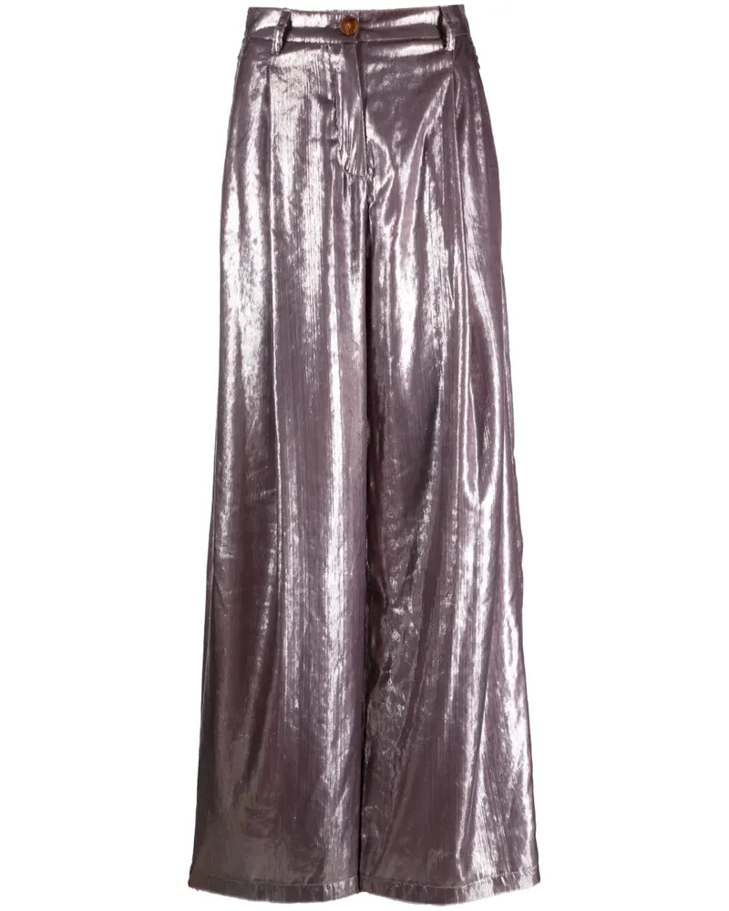 ALYSI Weite Hose mit Glanzoptik - Rosa Rosa