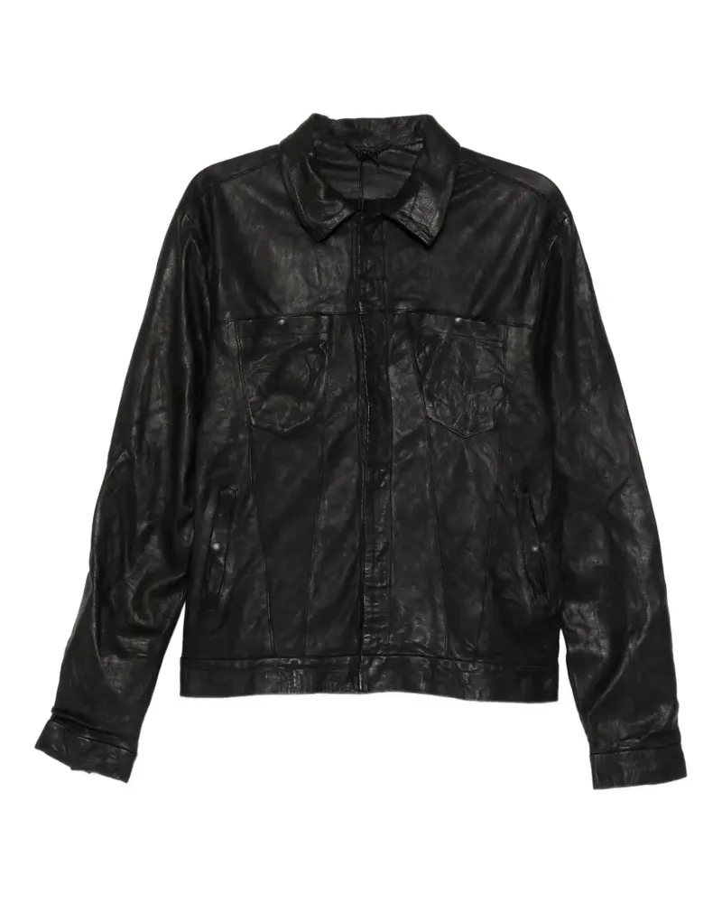 Giorgio Brato Lederjacke mit Kragen - Schwarz Schwarz