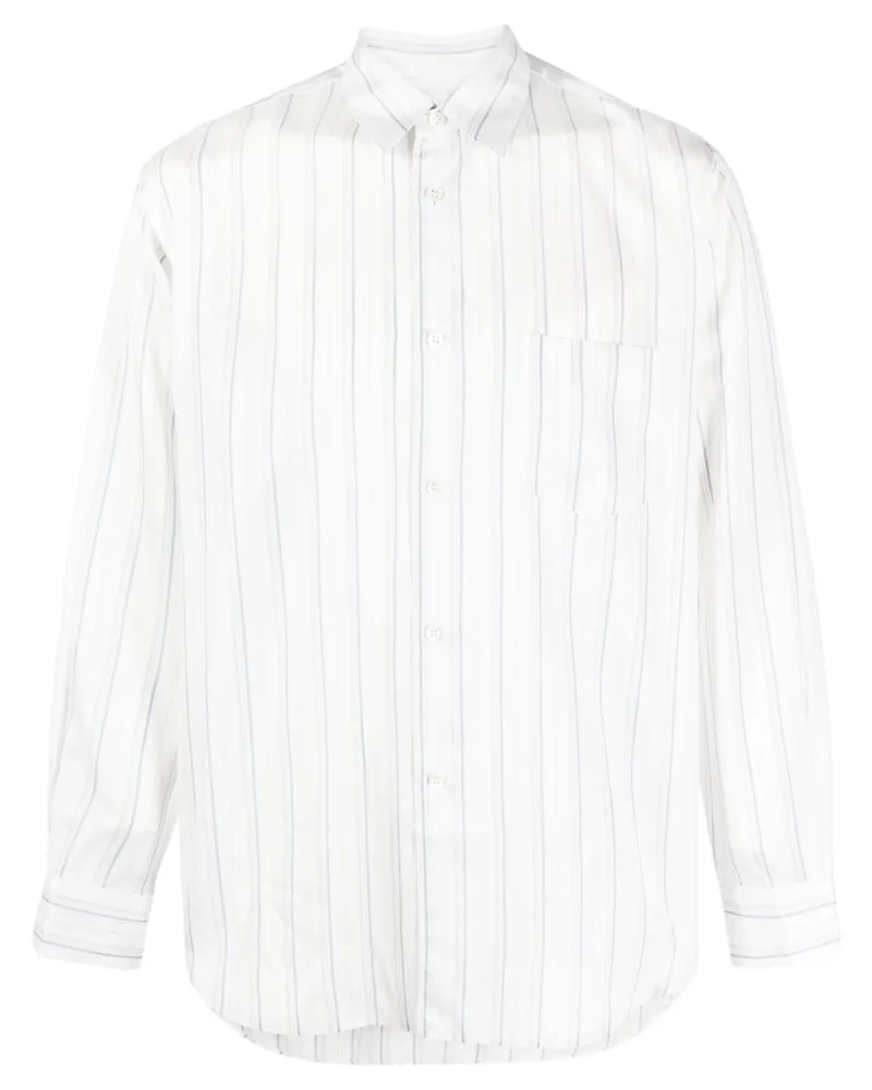 Comme des Garçons Gestreiftes Hemd - Weiß Weiß