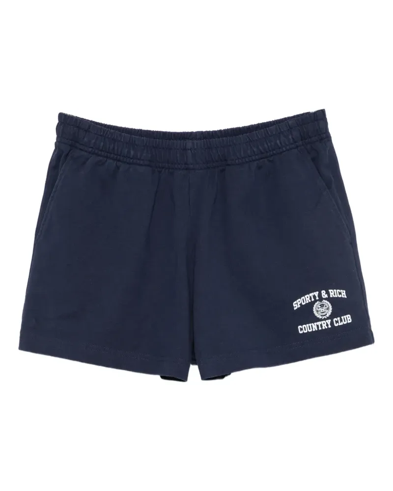 SPORTY & RICH logo-print elasticated shorts - Blau Blau