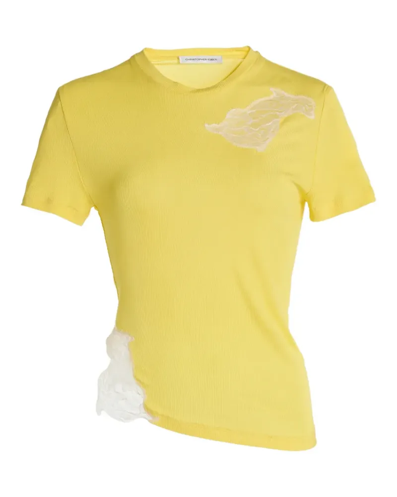 Christopher Esber Delphin T-Shirt mit Spitzendetail - Gelb Gelb