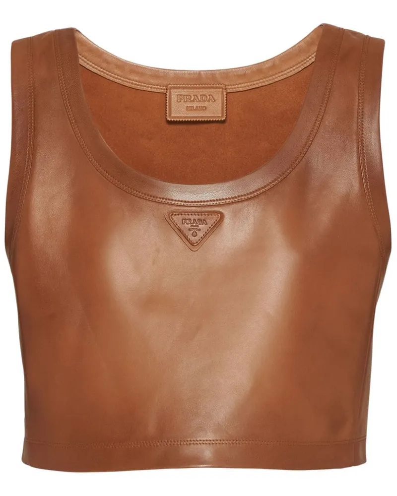 Prada Cropped-Top aus Nappaleder - Braun Braun