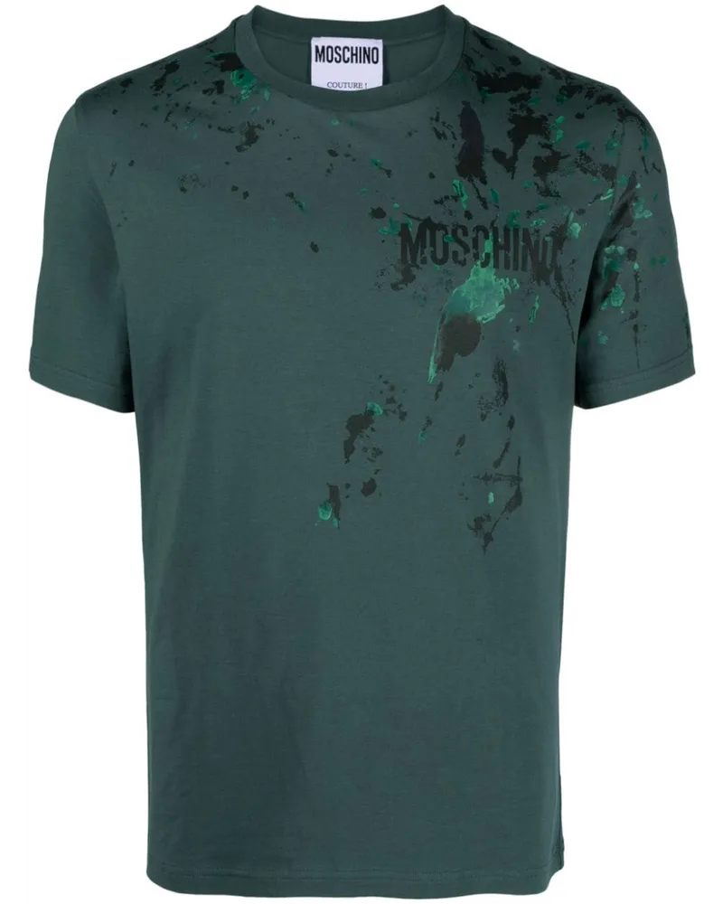 Moschino T-Shirt mit Farbklecks-Print Grün