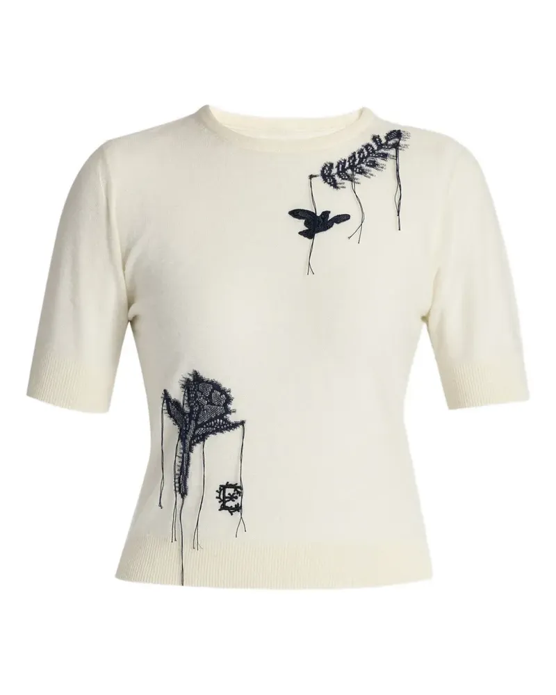 Erdem Kurzärmeliger Pullover mit Stickerei - Nude Nude