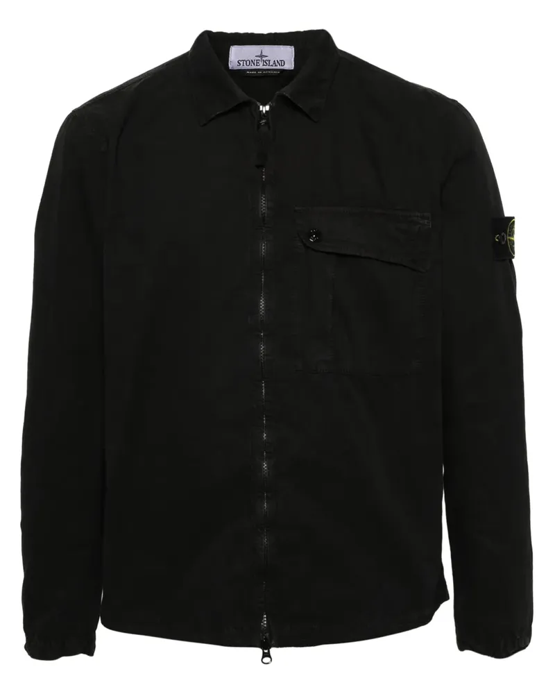 Stone Island Baumwoll-Hemdjacke mit Kompass - Schwarz Schwarz