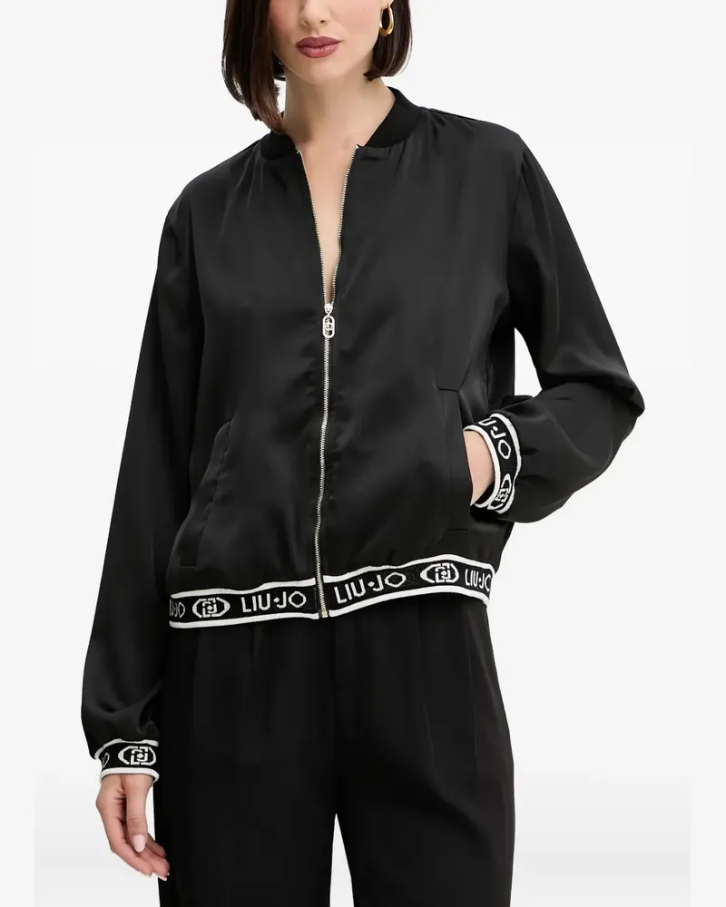 Liu Jo zip-fastening logo-trim bomber jacket - Schwarz Schwarz