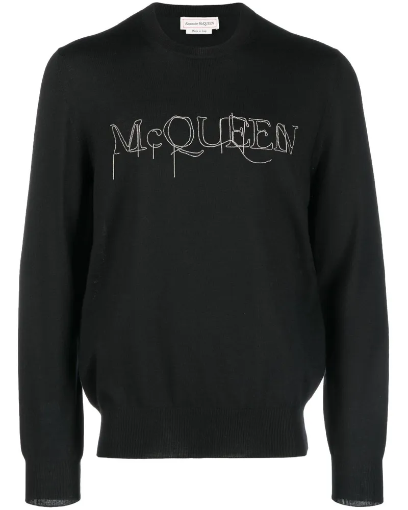 Alexander McQueen Pullover mit Logo-Stickerei - Schwarz Schwarz