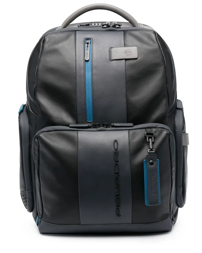 Piquadro Rucksack mit Logo-Prägung - Schwarz Schwarz