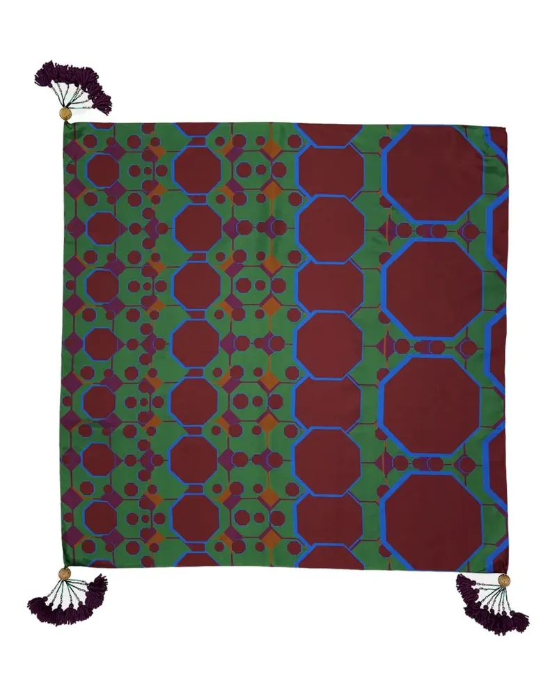 PAULA Seidenschal mit Print - Grün Grün