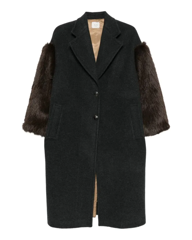 ALYSI Soft Over faux-fur sleeve coat - Grau Grau