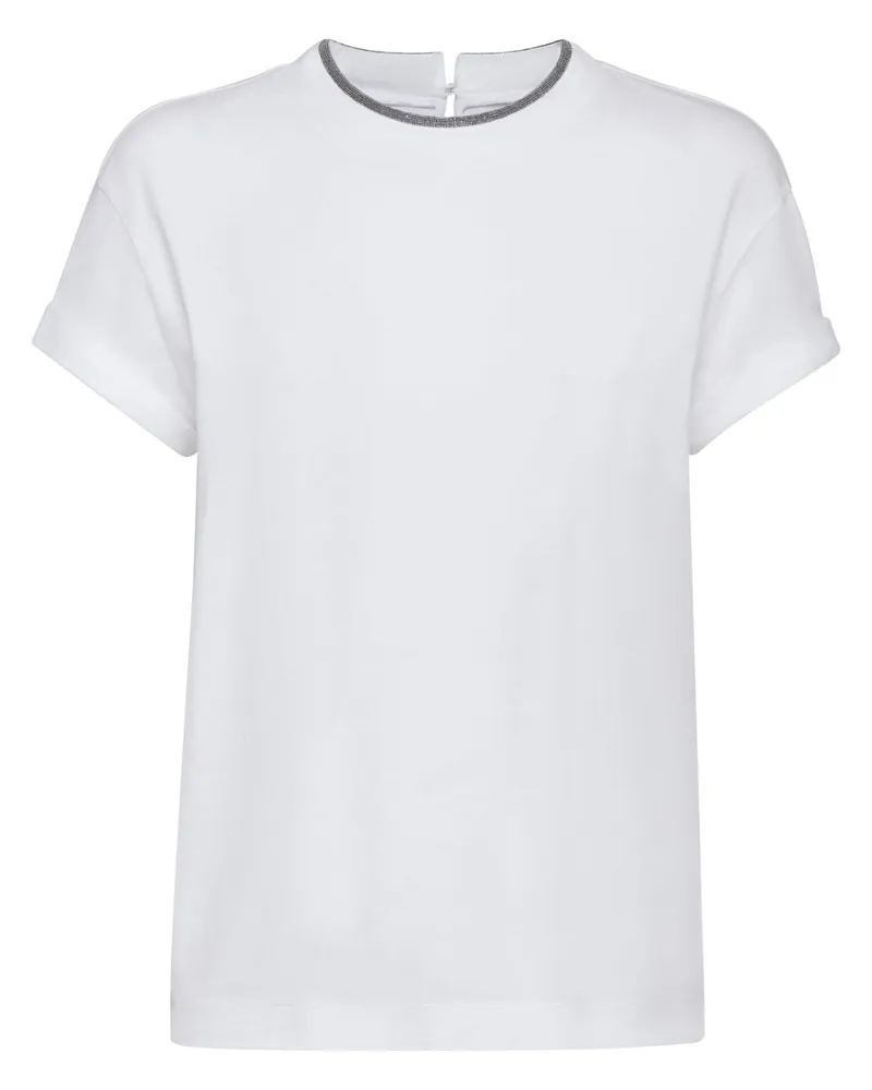 Brunello Cucinelli Bluse mit Schmucksteinen - Weiß Weiß