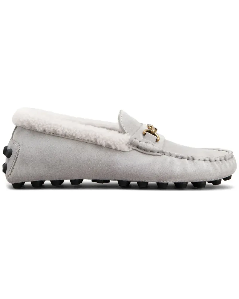 TOD'S Loafer aus Wildleder mit Logo-Schild - Grau Grau