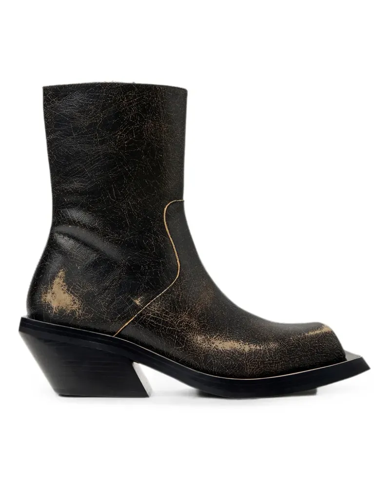 Camper Quetal Stiefeletten mit Riss-Effekt - Schwarz Schwarz