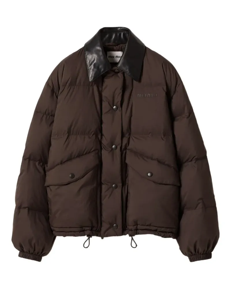 Miu Miu Steppjacke mit Lederkragen - Braun Braun
