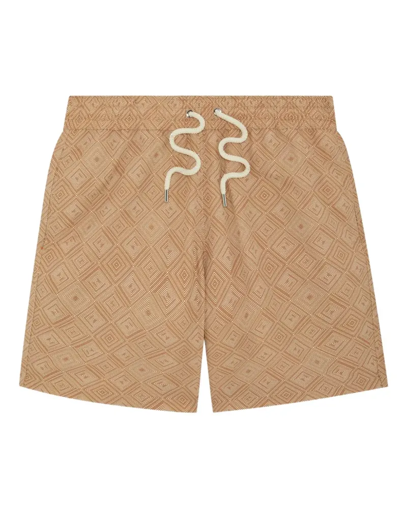 Frescobol Carioca Santos Angra Madeira-print swim shorts - Nude Nude
