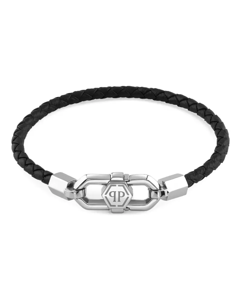 Philipp Plein Geflochtenes Lederarmband - Silber Silber