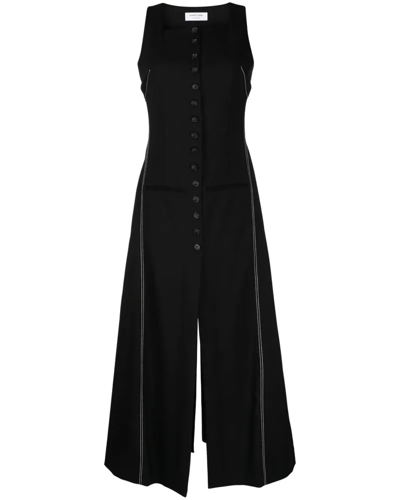 Marine Serre Midikleid mit Knöpfen - Schwarz Schwarz