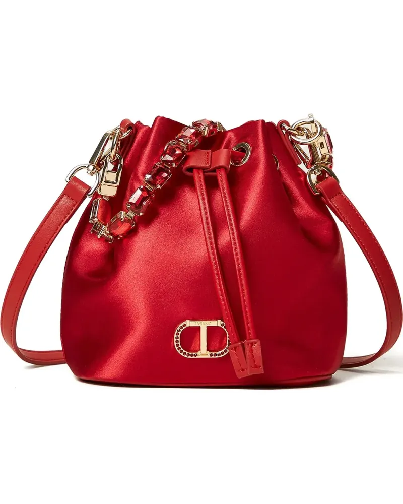 Twin-Set Satin-Mini-Tasche mit Schmucksteinen - Rot Rot
