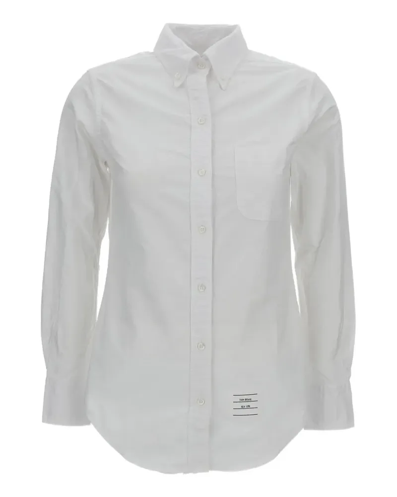 Thom Browne Hemd mit Logo-Patch - Weiß Weiß