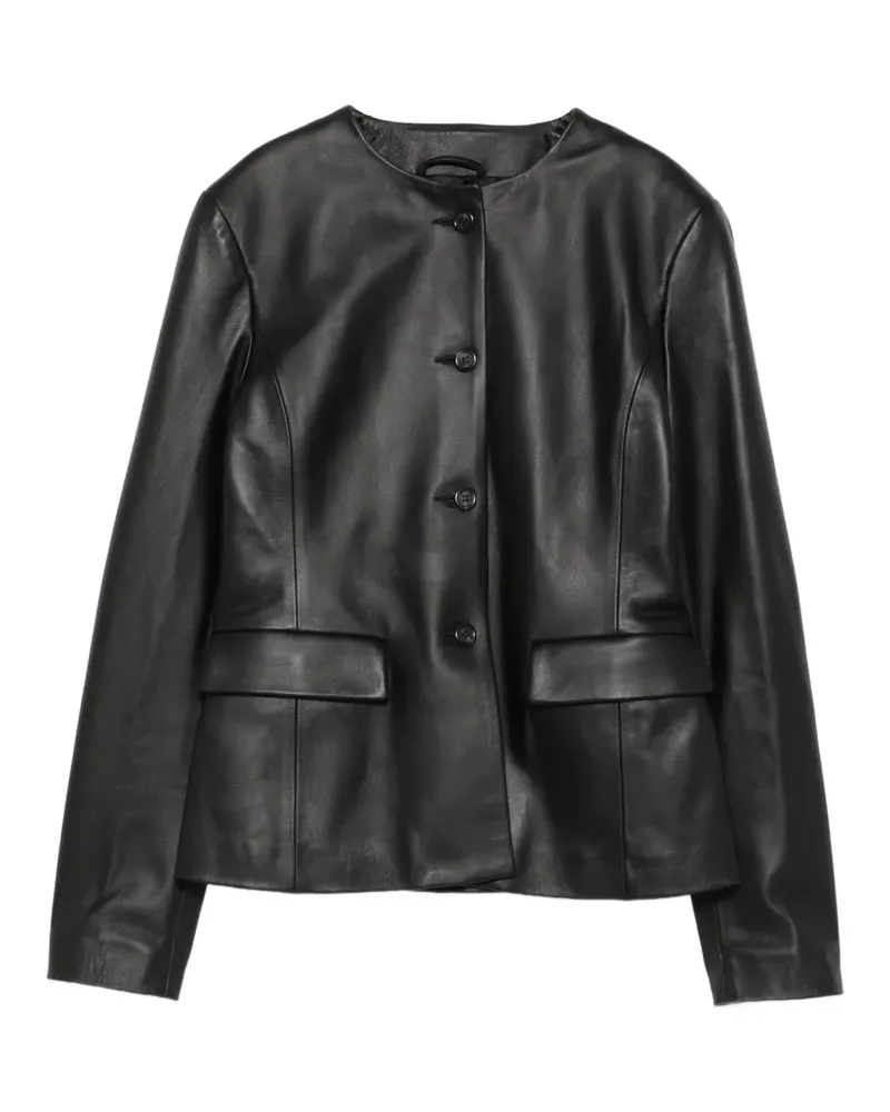 ARMARIUM Ramona leather collarless jacket - Schwarz Schwarz