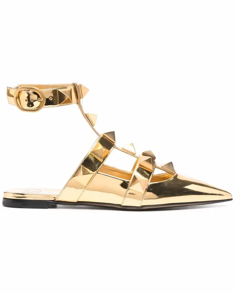 Valentino Garavani Rockstud Ballerinas - Gold Gold